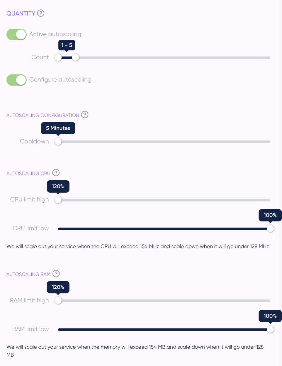 configure service quantity