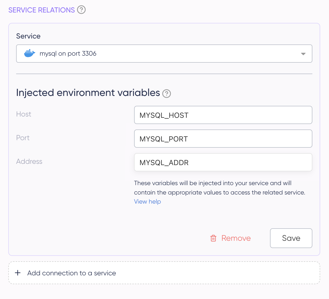 serivce link with mysql