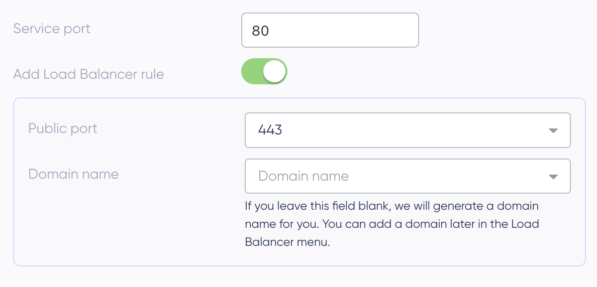 service with port and load balancer rule